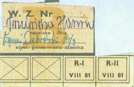 Kartka reglamentacyjna 1981