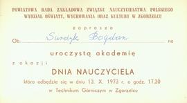 Zaproszenie na uroczystą akademię z okazji Dnia Nauczyciela