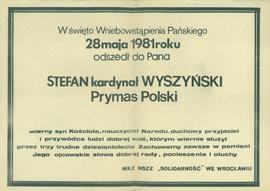 W święto Wniebowstąpienia Pańskiego 28 maja 1981 roku odszedł do Pana Stefan kardynał Wyszyński p...