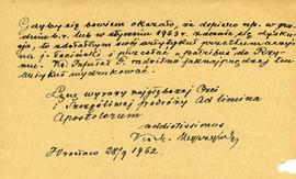 List księdza Muszyńskiego do arcybiskupa Kominka