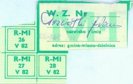 Kartka reglamentacyjna 1982
