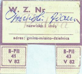 Kartka reglamentacyjna 1982