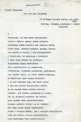Antoni Słonimski "Sąd nad Don Kichotem"
